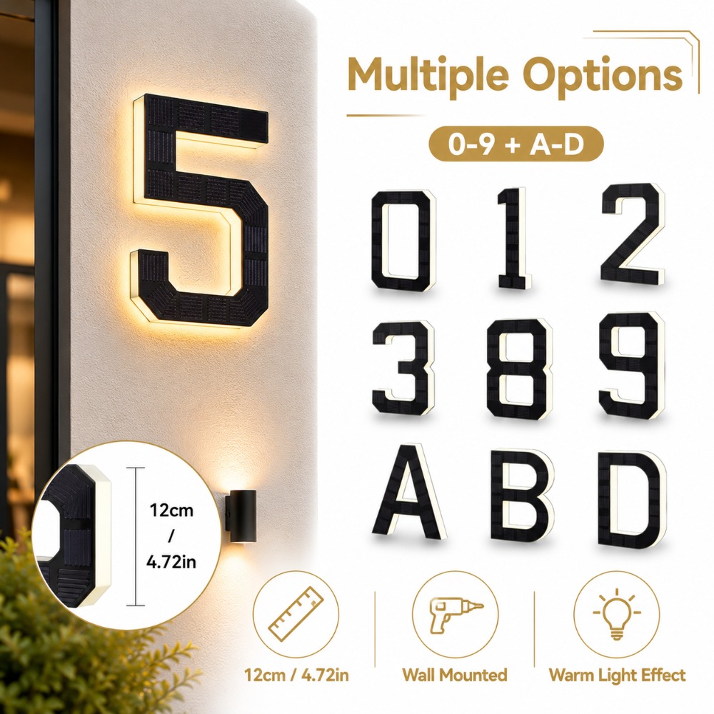 Decor Lighting Address - Solar LED House Number Sign Waterproof