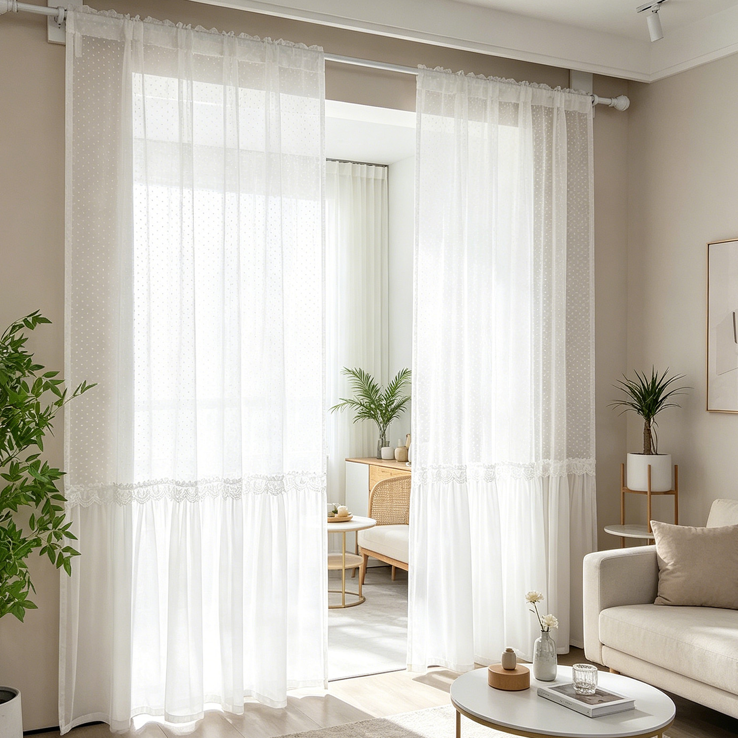 Lighting Decoration Ideas - French Romantic Sheer Curtain with Polka