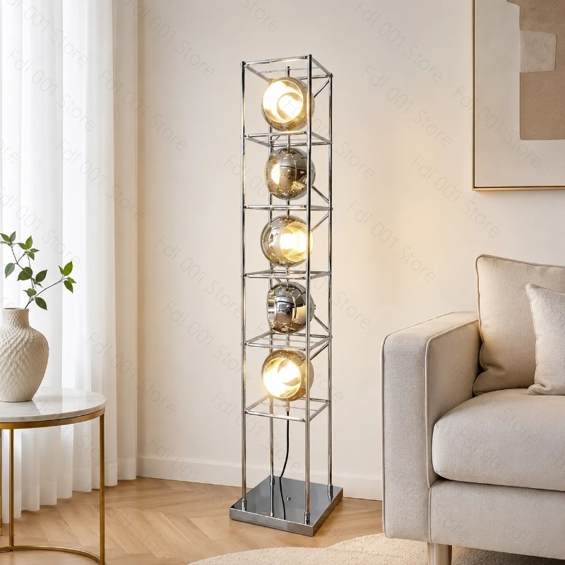 Lighting Decoration Stand - Creative Bauhaus Floor Lamp Chrome Metal