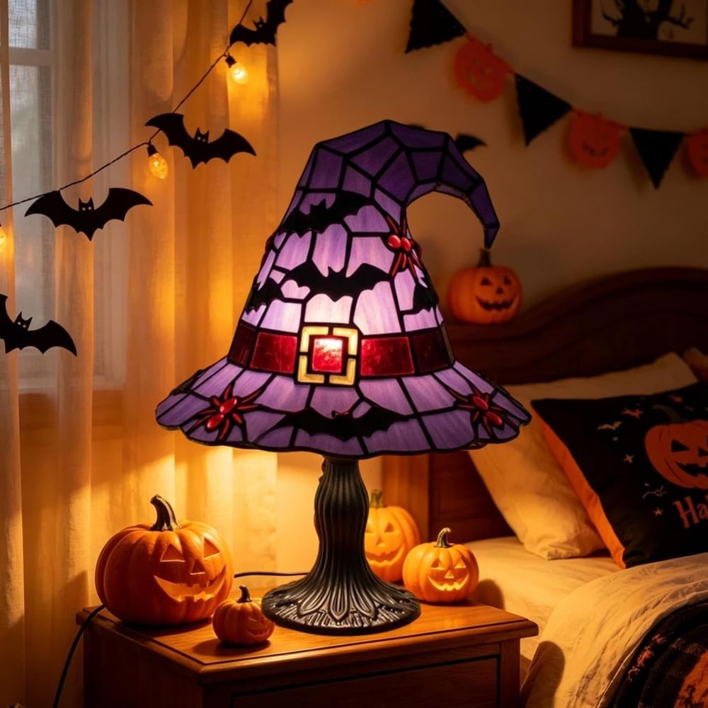 Lighting Decoration Stand - Stained Glass Witch Hat Lamp Gothic