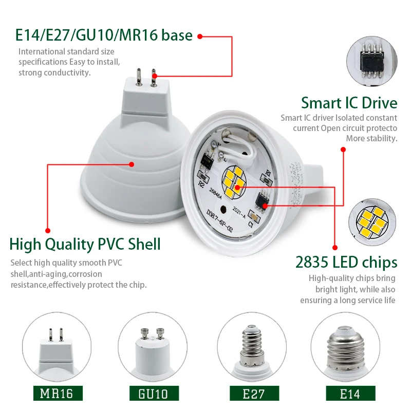 10pcs LED Bulbs E27/E14 MR16 G - огляд і ціна Decor Lighting Hours