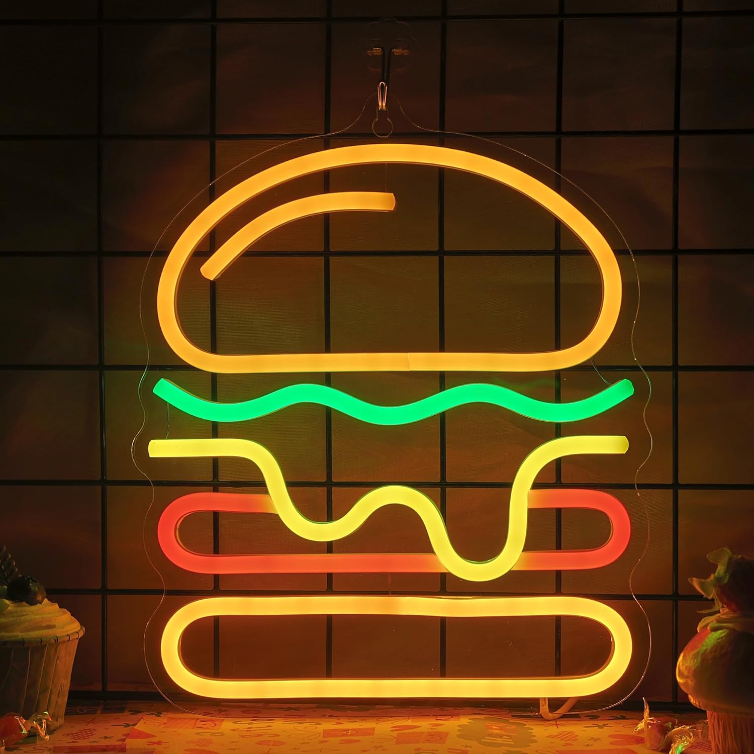 Burger Neon Sign with Layered  - огляд і ціна Lighting Decoration Ideas For Home