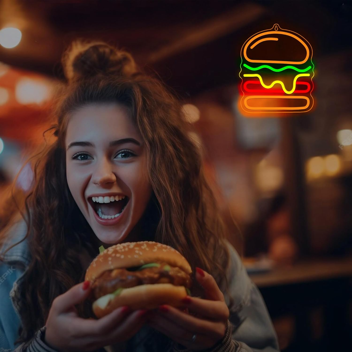 Burger Neon Sign with Layered  - огляд і ціна Lighting Decoration Ideas For Home