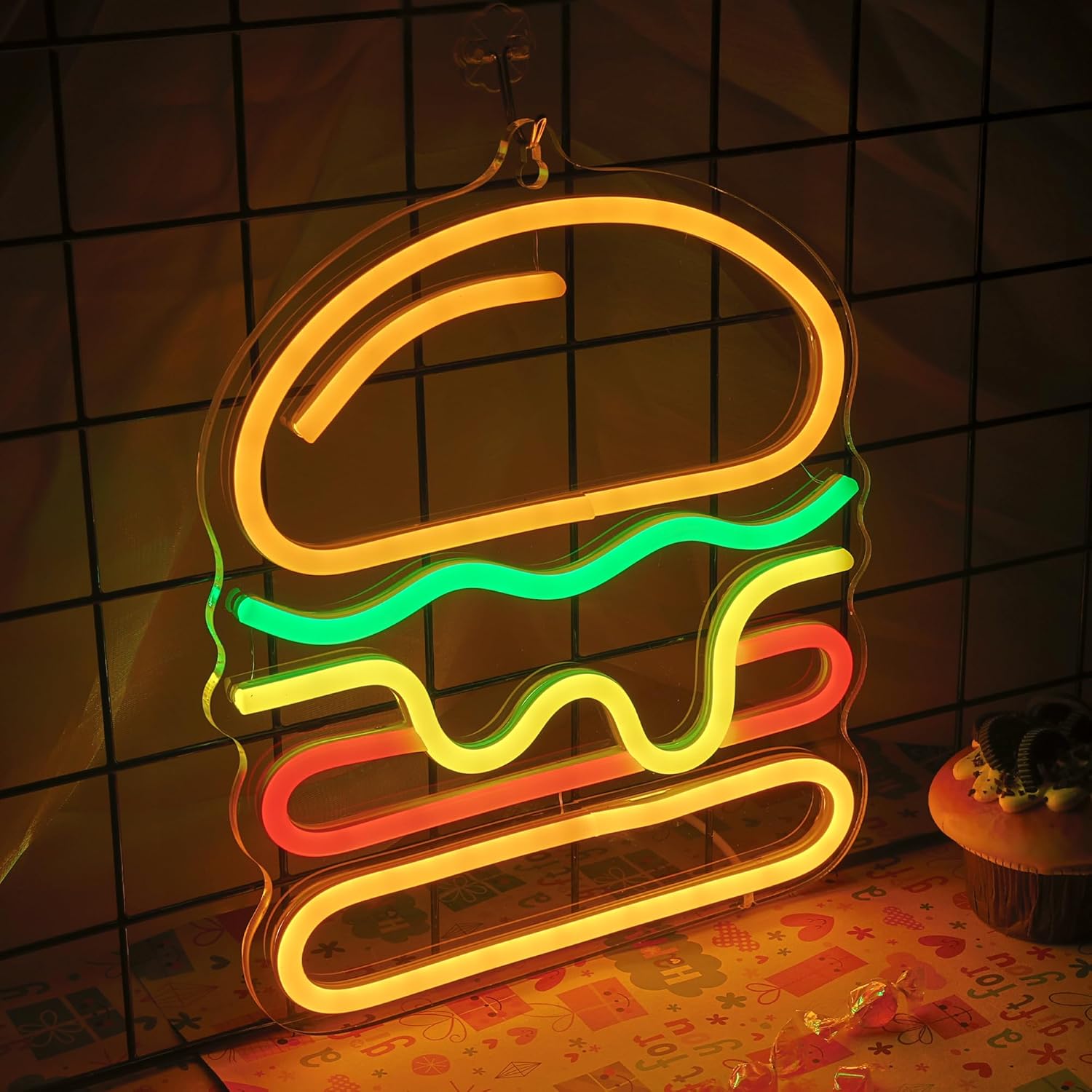 Burger Neon Sign with Layered  - огляд і ціна Lighting Decoration Ideas For Home