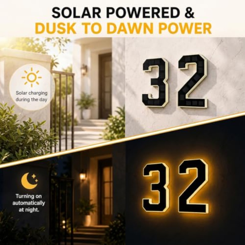 Solar Powered LED House Number - огляд і ціна Decor Lighting Address