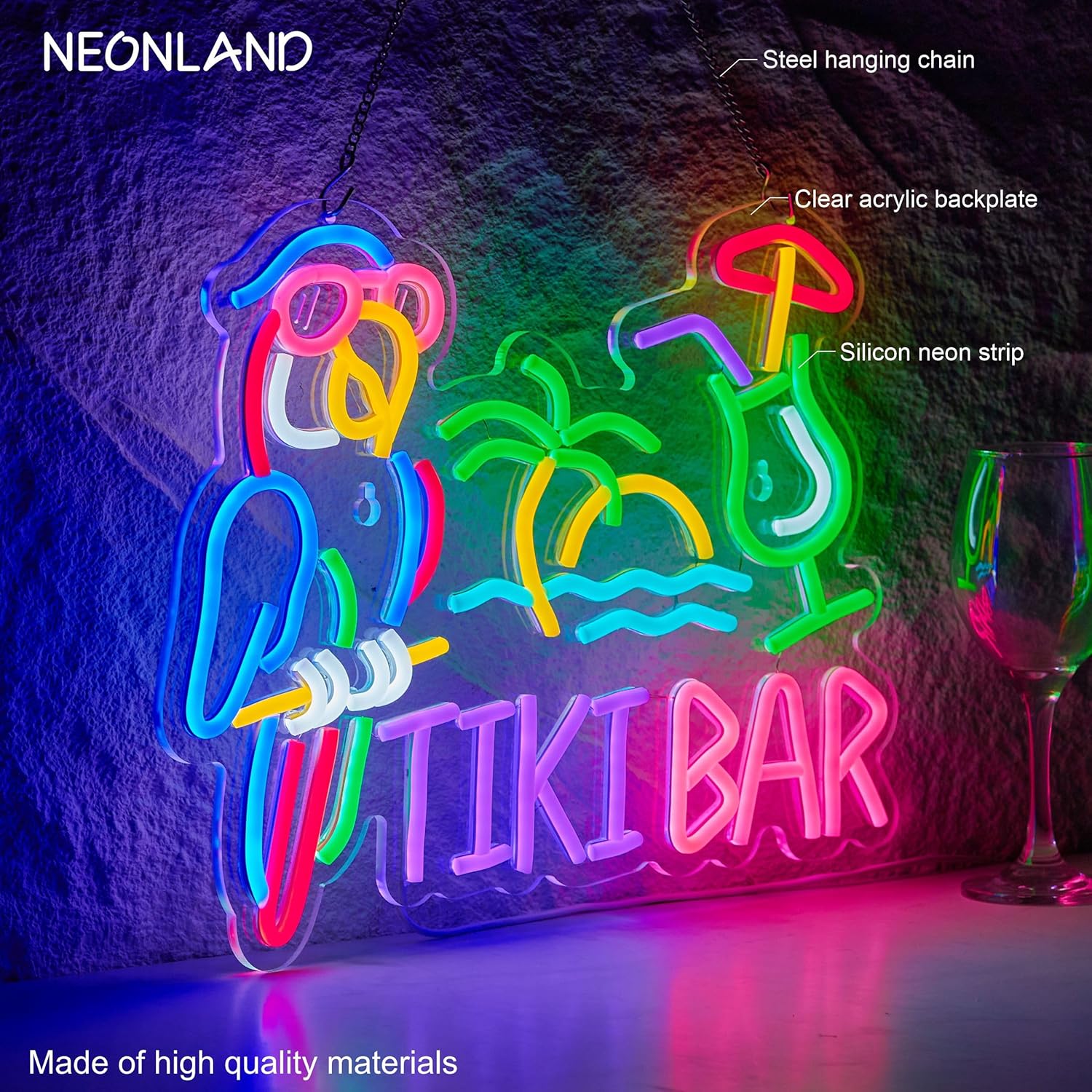 Tiki Bar Parrot Palm Tree Neon - огляд і ціна Lighting Tree Decor