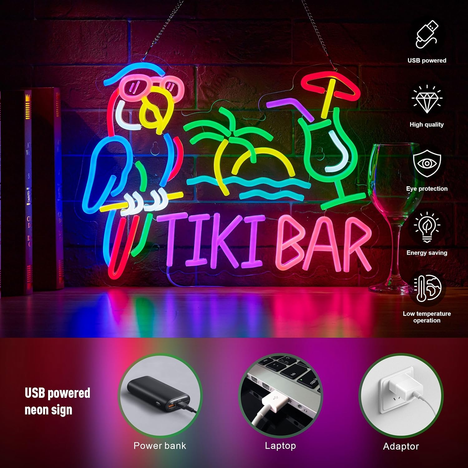Tiki Bar Parrot Palm Tree Neon - огляд і ціна Lighting Tree Decor