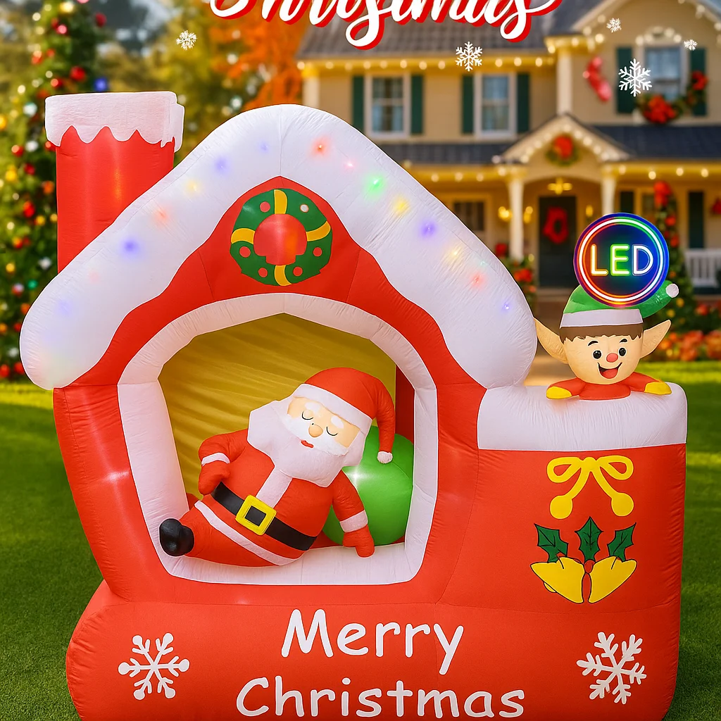 7FT Giant Christmas Inflatable - огляд і ціна Santa'S Elves Holiday Lighting & Decor Llc