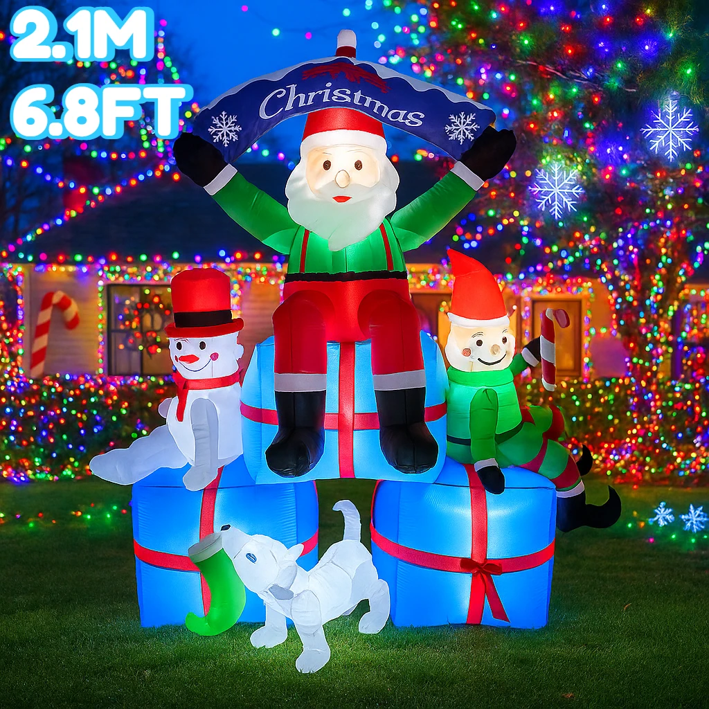 2.1M/6.8FT Santa Snowman Elf D - огляд і ціна Santa'S Elves Holiday Lighting & Decor Llc